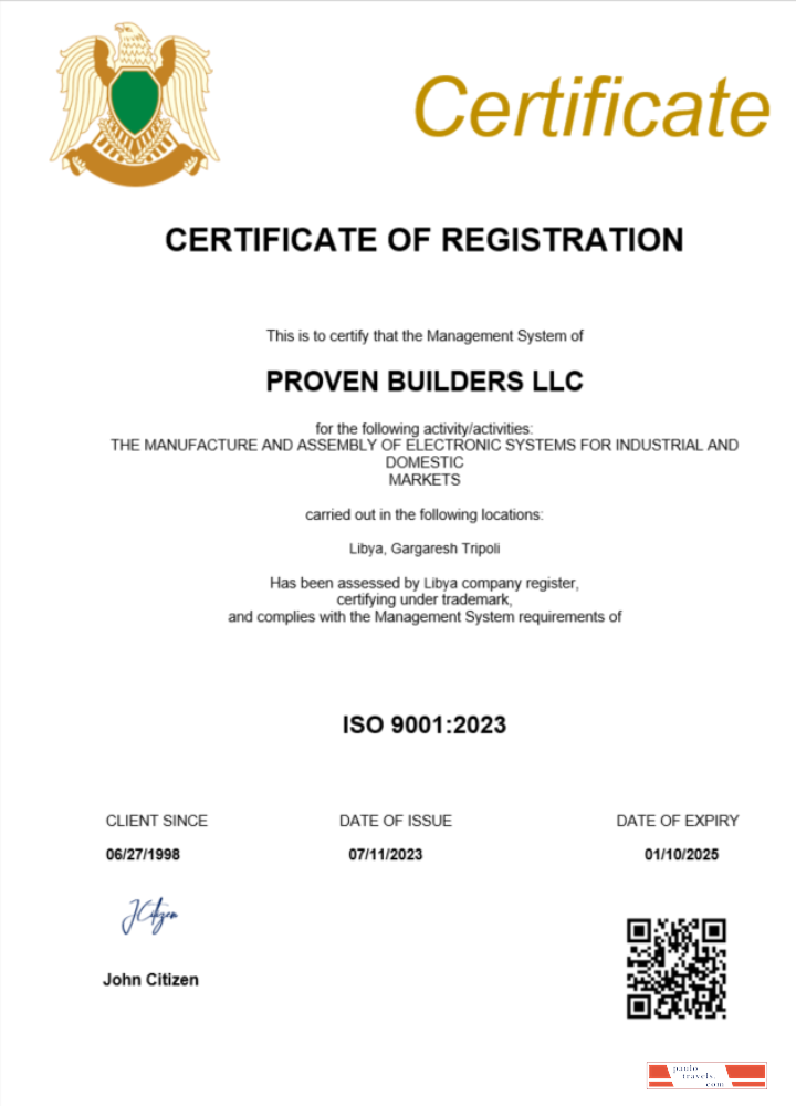 Libya company registration certificate Word and PDF template